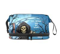 Bolsa de maquillaje - Bolsa de cosméticos de viaje de gran capacidad, tarjeta de invitación de fiesta de Halloween calavera hoz fantasma, Varios colores, 27x15x14 cm/10.6x5.9x5.5 in