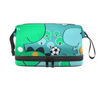 Bolsa de maquillaje - Bolsa de cosméticos de viaje de gran capacidad, We Love Football Game Dinosaurio, Varios colores, 27x15x14 cm/10.6x5.9x5.5 in