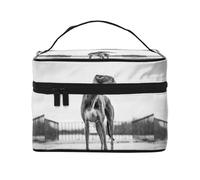 Bolsa de Maquillaje, Bolsa de cosméticos Grande, Bolsa de Viaje portátil, Impermeable de Cuero para Mujeres y niñas,Galgo