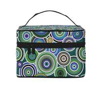 Bolsa de Maquillaje, Bolsa de cosméticos Grande, Bolsa de Viaje portátil, Impermeable de Cuero para Mujeres y niñas,Arte Aborigen