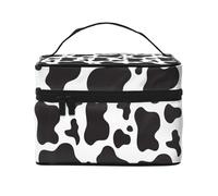 Bolsa de Maquillaje, Bolsa de cosméticos Grande, Bolsa de Viaje portátil, Impermeable de Cuero para Mujeres y niñas,Impresión de Manchas de Vaca