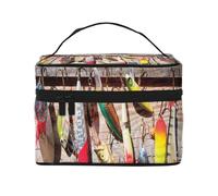 Bolsa de Maquillaje, Bolsa de cosméticos Grande, Bolsa de Viaje portátil, Impermeable de Cuero para Mujeres y niñas,Puerta de Granero de Pescador rústico