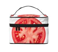 Bolsa de Maquillaje, Bolsa de cosméticos Grande, Bolsa de Viaje portátil, Impermeable de Cuero para Mujeres y niñas,rodaja de Tomate