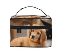 Bolsa de Maquillaje, Bolsa de cosméticos Grande, Bolsa de Viaje portátil, Impermeable de Cuero para Mujeres y niñas,Cocker Spaniel Cachorro Spaniel Pequeño Perros Mascotas