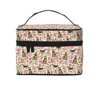Bolsa de Maquillaje, Bolsa de cosméticos Grande, Bolsa de Viaje portátil, Impermeable de Cuero para Mujeres y niñas,Perro Airedale Terrier Perros Lindos