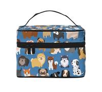 Bolsa de Maquillaje, Bolsa de cosméticos Grande, Bolsa de Viaje portátil, Impermeable de Cuero para Mujeres y niñas,Perros Cachorros Lindos