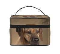 Bolsa de Maquillaje, Bolsa de cosméticos Grande, Bolsa de Viaje portátil, Impermeable de Cuero para Mujeres y niñas,Ridgeback de Rodesia