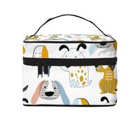 Bolsa de Maquillaje, Bolsa de cosméticos Grande, Bolsa de Viaje portátil, Impermeable de Cuero para Mujeres y niñas,Perros Lindos