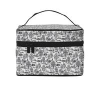 Bolsa de Maquillaje, Bolsa de cosméticos Grande, Bolsa de Viaje portátil, Impermeable de Cuero para Mujeres y niñas,Toile de Galgo Negro