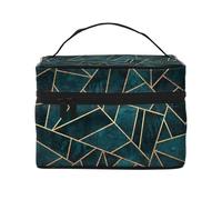 Bolsa de Maquillaje, Bolsa de cosméticos Grande, Bolsa de Viaje portátil, Impermeable de Cuero para Mujeres y niñas,Naturaleza Abstracta Verde Esmeralda