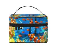 Bolsa de Maquillaje, Bolsa de cosméticos Grande, Bolsa de Viaje portátil, Impermeable de Cuero para Mujeres y niñas,Mundo Submarino