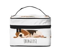 Bolsa de Maquillaje, Bolsa de cosméticos Grande, Bolsa de Viaje portátil, Impermeable de Cuero para Mujeres y niñas,Beagles