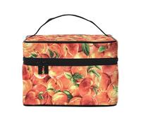 Bolsa de Maquillaje, Bolsa de cosméticos Grande, Bolsa de Viaje portátil, Impermeable de Cuero para Mujeres y niñas,Delicioso Melocotón