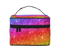 Bolsa de Maquillaje, Bolsa de cosméticos Grande, Bolsa de Viaje portátil, Impermeable de Cuero para Mujeres y niñas,Brillo Colorido