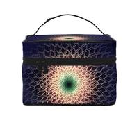 Bolsa de Maquillaje, Bolsa de cosméticos Grande, Bolsa de Viaje portátil, Impermeable de Cuero para Mujeres y niñas,Geometría Sagrada