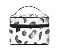 Bolsa de Maquillaje, Bolsa de cosméticos Grande, Bolsa de Viaje portátil, Impermeable de Cuero para Mujeres y niñas,Pastas Dibujadas a Mano