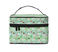 Bolsa de Maquillaje, Bolsa de cosméticos Grande, Bolsa de Viaje portátil, Impermeable de Cuero para Mujeres y niñas,Jack Russell Terrier Perro Mascotas Lindas Perro Mascota