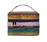 Bolsa de Maquillaje, Bolsa de cosméticos Grande, Bolsa de Viaje portátil, Impermeable de Cuero para Mujeres y niñas,Tapiz Indio