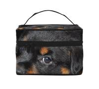 Bolsa de Maquillaje, Bolsa de cosméticos Grande, Bolsa de Viaje portátil, Impermeable de Cuero para Mujeres y niñas,Rottweiler Cachorros Mascotas Perros Rottweiler Pequeños