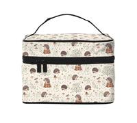 Bolsa de Maquillaje, Bolsa de cosméticos Grande, Bolsa de Viaje portátil, Impermeable de Cuero para Mujeres y niñas,Erizo de Pradera