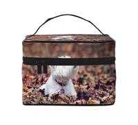 Bolsa de Maquillaje, Bolsa de cosméticos Grande, Bolsa de Viaje portátil, Impermeable de Cuero para Mujeres y niñas,Westie Bokeh West Highland White Terrier Perros