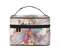 Bolsa de Maquillaje, Bolsa de cosméticos Grande, Bolsa de Viaje portátil, Impermeable de Cuero para Mujeres y niñas,Cantata En Pastel Arte Abstracto Mayor