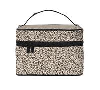 Bolsa de Maquillaje, Bolsa de cosméticos Grande, Bolsa de Viaje portátil, Impermeable de Cuero para Mujeres y niñas,Leopardo Leopardo Blanco Y Negro En Crudo Tiny