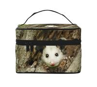 Bolsa de Maquillaje, Bolsa de cosméticos Grande, Bolsa de Viaje portátil, Impermeable de Cuero para Mujeres y niñas,Linda zarigüeya en el Agujero de un árbol