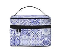 Bolsa de Maquillaje, Bolsa de cosméticos Grande, Bolsa de Viaje portátil, Impermeable de Cuero para Mujeres y niñas,Azulejos Decorativos portugueses magníficos Tradicionales Azulejos Azulejos