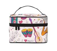 Bolsa de Maquillaje, Bolsa de cosméticos Grande, Bolsa de Viaje portátil, Impermeable de Cuero para Mujeres y niñas,Music Records Blues Music es el Tema de mi Vida