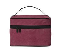 Bolsa de Maquillaje, Bolsa de cosméticos Grande, Bolsa de Viaje portátil, Impermeable de Cuero para Mujeres y niñas,Textura de Piel Coloreada Granate Burdeos sintético Natural