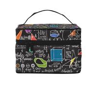 Bolsa de Maquillaje, Bolsa de cosméticos Grande, Bolsa de Viaje portátil, Impermeable de Cuero para Mujeres y niñas,Coloridas Ecuaciones matemáticas