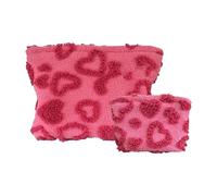 Bolsa De Maquillaje - Bolsa De Inodoro De Felpa | Sopa Cosmética De 2 Piezas | Organizador De Cosméticos Con Corazón De Lujo Impermeable Con Almacenamiento De Cremallera Para Niñas Lápices De Trabajo