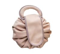Bolsa de maquillaje Bolsa de maquillaje de viaje Bolsa de cosméticos con cordón Bolsa de maquillaje portátil Bolsa de maquillaje impermeable de PU Bolsa de aseo de gran capacidad para, Rosa