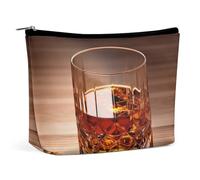 Bolsa de maquillaje, bolsa de viaje para cosméticos, bolsa portátil marrón para licor en taza, bolsa de artículos de tocador, bolsa de gran capacidad con cremallera, estuche organizador de maquillaje,