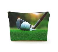 Bolsa de Maquillaje Bolsas de cosméticos de Viaje de Lino para Mujer para Viajes de Negocios, Equipo de Golf en césped Verde, Hermosa Bolsa de Maquillaje