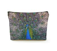 Bolsa de Maquillaje Bolsas de cosméticos de Viaje de Lino para Mujer para Viajes de Negocios, Pavo Real mostrando su Tren, Hermosa Bolsa de Maquillaje