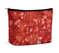 Bolsa de maquillaje, bolsas de cosméticos personalizadas para mujer, Color puro rojo amor, 7.3cm L x 15cm W x 5.9cm H, Neceser