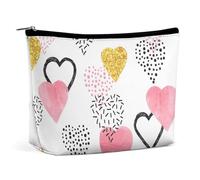 Bolsa de maquillaje, bolsas de cosméticos personalizadas para mujer, Dibujos animados lindo amor simple, 7.3cm L x 15cm W x 5.9cm H, Neceser de maquillaje