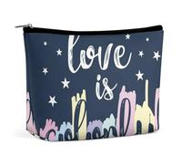 Bolsa de maquillaje, bolsas de cosméticos personalizadas para mujer, El amor es colorido, 7.3cm L x 15cm W x 5.9cm H, Neceser