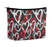 Bolsa de maquillaje, bolsas de cosméticos personalizadas para mujer, Patrón de amor irregular, 7.3cm L x 15cm W x 5.9cm H, Neceser de maquillaje