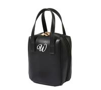 Bolsa de maquillaje bordada de cuero, regalo para novia, bolsa de cosméticos de gran capacidad, regalos de dama de honor, organizador de maquillaje, regalo de despedida de soltera, Negro -, Moderno