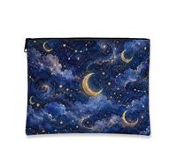 Bolsa de maquillaje celestial, bolsa de viaje para cosméticos, diseño de horizonte nocturno artístico, para mujer, portátil, pequeña, con cremallera, organizador de artículos de tocador para el
