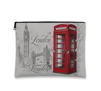 Bolsa de maquillaje clásico London, bolsa de viaje para mujer, organizador portátil con cierre, bolsa de aseo diario, Rojo, 7x9 Inch, Londres