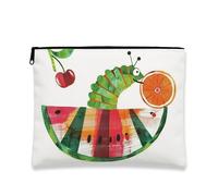Bolsa de maquillaje colorida, bolsas de viaje para cosméticos de oruga y frutas para mujer, bolsa portátil pequeña de lona con cremallera, regalo de verano, organizador de neceser para el cuidado de