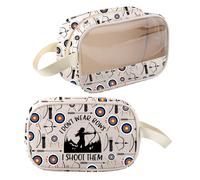 Bolsa de maquillaje con arco, regalo de cazador de arcos, regalos de cazador de arcos, regalos con texto en inglés "I Don't Wear Bows I Shoot Them Hunting Maquillaje con cremallera