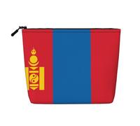 Bolsa de maquillaje con bandera de Mongolia estilo cáñamo, bolsa organizadora de cosméticos impermeable para artículos de tocador de viaje y almacenamiento diario