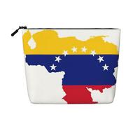 Bolsa de maquillaje con bandera de Venezuela de cáñamo falso, portátil con cremallera, resistente al agua