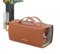 Bolsa de maquillaje con compartimentos, bolsa de cosméticos de viaje | Bolsa de aseo enrollable 4 en 1 Bolsa de cosméticos grande | Bolsa cosmética impermeable, bolsa de aseo de viaje, mujer, Café