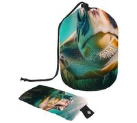 Bolsa de maquillaje con cordón, bolsa de cosméticos de viaje de gran capacidad con pequeño monedero con cremallera, bolsa de aseo portátil, bolsa de aseo para mujeres, setas de rana, Multicolor 14,